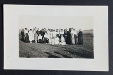 Vintage RPPC Group Photo People Outdoor Field Edwardian Era Postcard c1910 picture