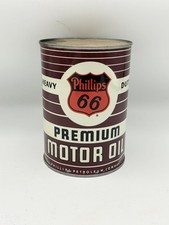 Vintage Phillips 66 Premium Motor Oil 1 Quart Advertising Lithograph Gas Can picture
