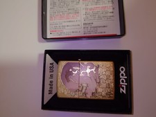 Zippo Yoshitaka Amano Fujin Thunder God Etching Design Gold Brass Lighter Japan picture