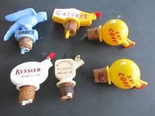 SIX Vintage Corby's Calvert Kessler Whiskey Bottle Topper Pourer Spout B66 picture