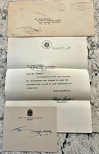 1961 John Diefenbaker Signed Card Autographed with Letter Prime Minister Canada picture