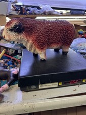 Rare Vintage Chalkware Hereford Bull Coin Bank 15” Long Farm Decor picture