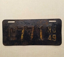 Original 1949 New Jersey Motorcycle License Plate C771 NJ 49 picture