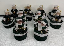 Vintage Christmas Velvet Trinket Box Dolls & Hanging Ornaments Lot (24 Pieces) picture