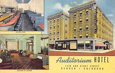 Auditorium Hotel, Denver, Colorado, Early Linen Postcard, Used in 1947 picture