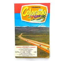 Colorful Colorado Map Vintage 1953 Folding Road Trip Paper Ephemera Travel US picture