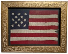 Vintage 13 Star American Parade Flag Folk Art Primitive late 1900s picture