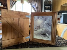 Vintage Wood Clock Farmhouse Barn Door Cottagecore Country picture