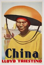 Vintage c1910s Chinese Travel Poster - Lloyd Triestino - 24x32” picture