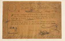1780 Massachusetts Revolutionary War Lottery Treasury Certificate — Rattlesnake picture
