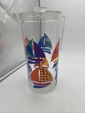Vtg 90s Dayton Hudson Clear Acrylic Colourful Sailboat Pattern Pitcher picture
