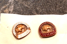 2 VTG U.S. DEPARTMENT OF THE INTERIOR PIN 10 & 20 YEAR BUFFALO & ENAMEL EXCELLEN picture