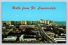 Hello From Fort Lauderdale Florida Aerial View  VINTAGE Postcard 0737 picture