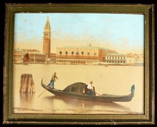 Antique Carlo Naya Hand Colored Albumen Print Venice Gondola San Giorgio Italy picture