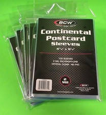 500 BCW CONTINENTAL POSTCARD SLEEVES, 2 MIL CRYSTAL CLEAR , 4-3/8 X 6-1/4 picture