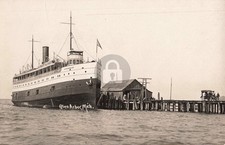 Michigan Line Steamer Docked at Glen Arbor MI Michigan RPPC Photo Postcard COPY picture