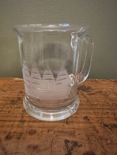 Clipper By Toscany, Hand Etched Glass Mug Made In Romania picture