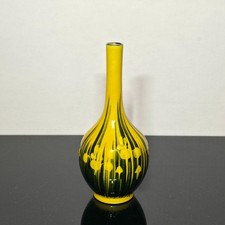 Vintage Japanese Art Pottery Bud Vase Yellow Green Botanical picture
