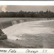 c1930s Lower Falls Oswego River Fulton, NY Snapshot Photo Dam Cascade Waterfall picture