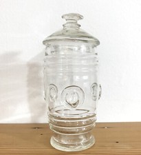 Antique OOAK 19th C Hand Blown Button Glass Apothecary Drugstore Bottle & Lid picture