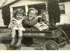 AxH) Found Photograph Siblings Brother Sister In Red Bird Wagon L.A. CA. picture