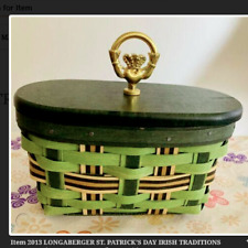 St Patrick Basket Protector Liner Lid Claddagh Knob Longaberger Irish Traditions picture