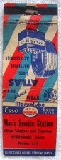 MAC'S ESSO SERVICE CENTER WEYBURN SASK   LOW PHONE 374  VINTAGE  MATCHBOOK COVER picture