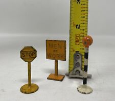 Vintage Lot Of 3 Toy Railroad Train Metal Signs Post picture