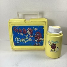 Vintage 1987 California Raisins Plastic Lunch Box Thermos School Yellow picture