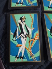 Vintage Linen Art Deco Lady Single Swap Playing Card Lot Of 4 picture