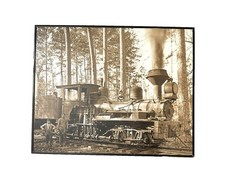 Vtg 20” X 16” Photograph Gear Steamed Locomotive East Texas Logging 1880s-1920’s picture