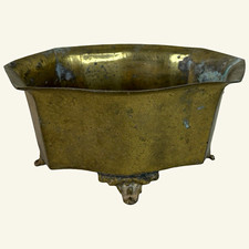 Vintage Footed Brass Planter Pot 9” x 6” picture
