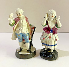 Antique German Porcelain Figural Quill Holders Pair Court Couple 1412 Desk Stand picture