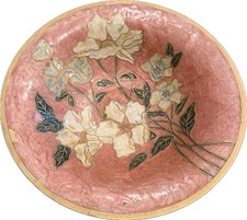 Vintage/Antique Brass Cloisonné Floral Hand Painted Pedestal Bowl Indian Dish picture