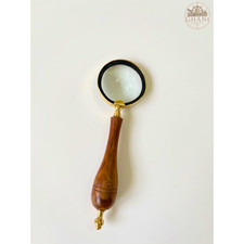 Vintage Style Brass Wooden Magnifying Glass Classic Reading & Desk Decor picture