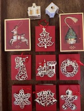 Lot Of 11 Lenox Sparkle and Scroll Silver W/ Extra Christmas Ornaments New picture