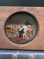 Antique Wooden Magic Lantern Slide Hand Painted Visit of St Nicholas Santa picture