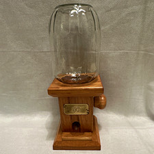 Vintage Wooden Candy Dispenser Mason Jar Gumball Machine Wooden Nut Dispenser picture