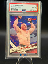 Topps 2017 WWE Brock Lesnar #10 Red Parallel 1/1 PSA 8 Trading Card picture