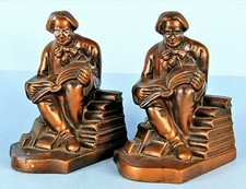 1930s NUART BRONZED METAL BOOKENDS ELBERT HUBBARD ROYCROFT ARTS & CRAFTS FOUNDER picture