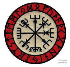 VIKING COMPASS PATCH Vegvisir IRON-ON EMBROIDERED ICELANDIC NORSE RUNE - FANCY picture
