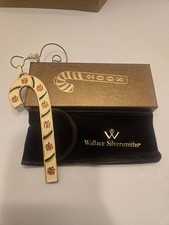 Wallace Silversmiths 2008 Candy Cane Christmas Ornament Ivory Metal Red picture