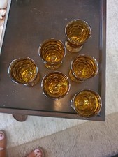 Amber Cube Glasses Whitehall amber 4.25 inch by 3.5 set of 6 picture