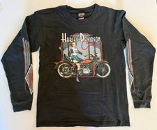 Vintage Harley-Davidson Motor Cycles Black Long Sleeve Graphic tee M pinup girl picture