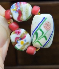 Fancy Rare Floral Antique Venetian Glass Trade Bead African BEADS picture