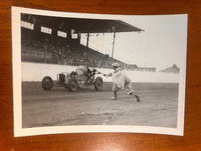 Vintage Racing Photo of Duke Nalon taking the checkered flag in Trenton picture