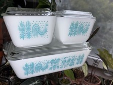 Vintage Pyrex Butterprint Amish Refrigerator Storage Dish Set W/ Lids Minty π©΅π€ picture