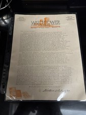 WATCHTOWER LETTER REQUESTING HELP AT SPRINGFIELD DISTRICT ASSEMBLY picture