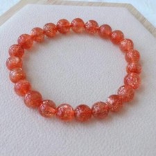 8mm Genuine Natural Gold Sunstone Crystal Fashion Round Beads Bracelet AAAAA picture