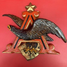 Vintage 3D Anheuser Busch Flying Eagle Logo Plastic Faux Wood Beer Sign picture